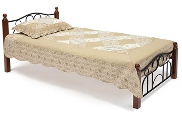 Спальная кровать AT-808 дерево гевея/металл, 90*200 см (Single bed), красный дуб/черный в Воронеже