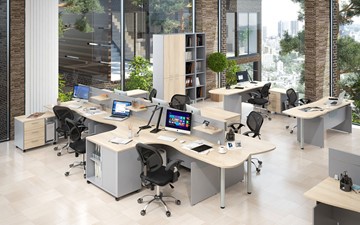 Комплект офисной мебели OFFIX-NEW для 4 сотрудников с двумя шкафами в Воронеже