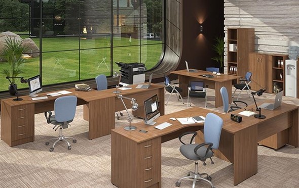 Офисный набор мебели IMAGO три стола, 2 шкафа, стеллаж, тумба в Воронеже - изображение