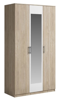 Шкаф 3 двери Светлана, с зеркалом, белый/дуб сонома в Воронеже - изображение