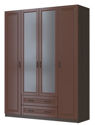 Шкаф четырехстворчатый в спальню Кантри, лак орех ШР-4, с 2мя зеркалами в Воронеже - изображение
