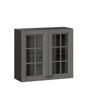Шкаф на кухню Амели-3 800 со стеклом ЛД 299.360.000.036, Черный/Оникс серый в Воронеже