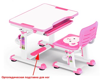 Парта растущая и стул Mealux BD-08 Teddy, pink, розовая в Воронеже