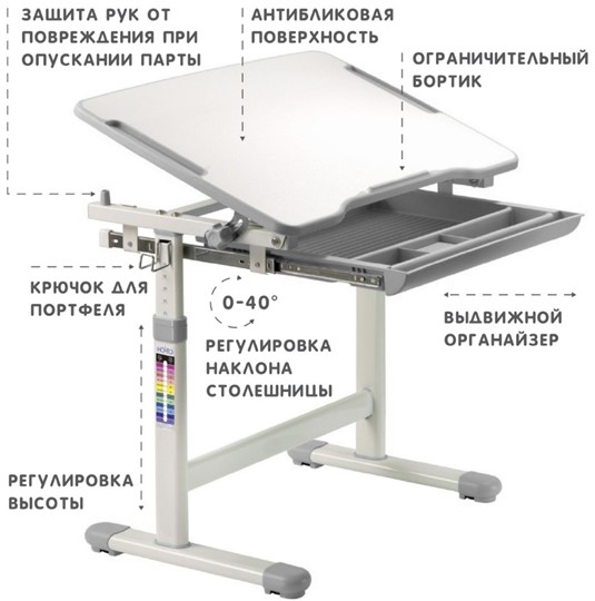 Детский стол-трансформер SET Holto-2 серый в Воронеже - изображение 6