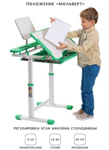 Комплект из растущих парты и стула SET HOLTO-17А, зеленый в Воронеже - предосмотр 2