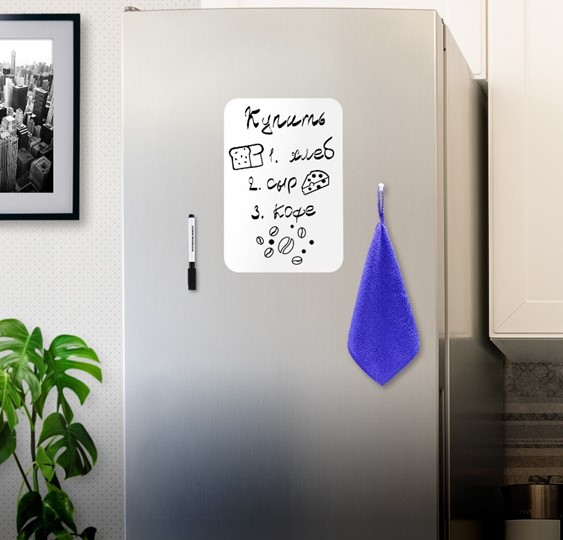 Магнитно-маркерная доска на холодильник BRAUBERG, 30х21 см с маркером, магнитом и салфеткой в Воронеже - изображение 2